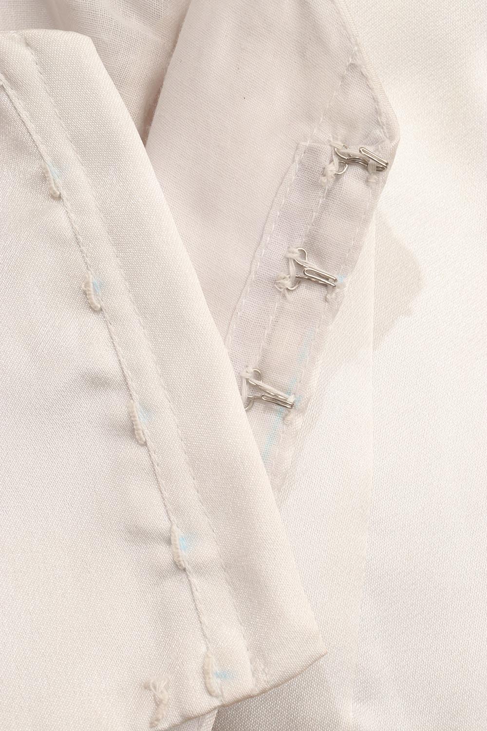 Off White Satin Silk Padded Blouse With Organza Puffed Sleeves - Luxurion World