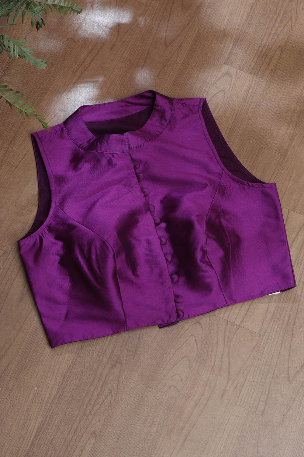 Purple Plain Silk Non Padded Blouse - Luxurion World
