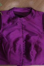 Purple Plain Silk Non Padded Blouse - Luxurion World