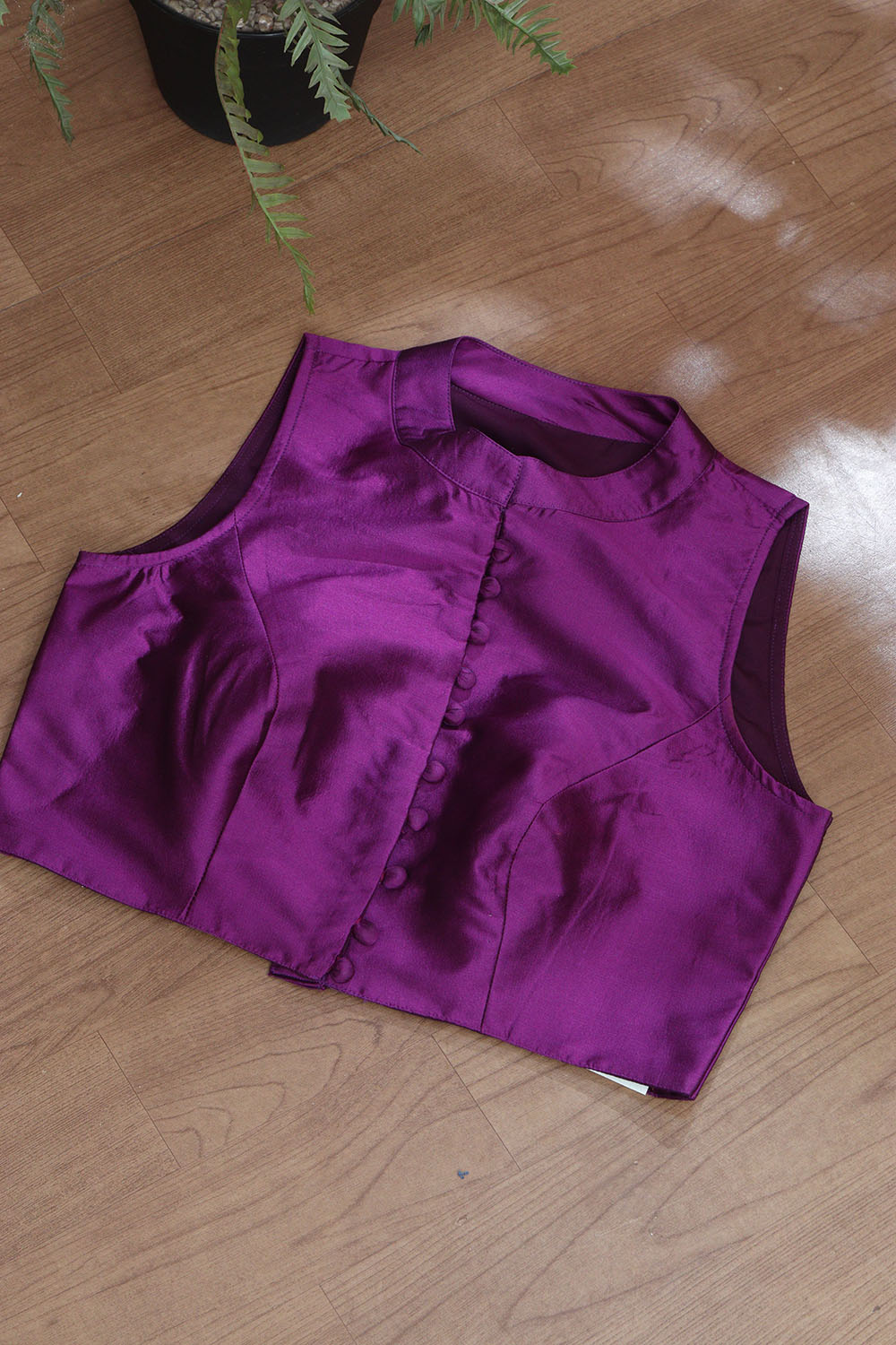 Purple Plain Silk Non Padded Blouse - Luxurion World