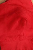 Red Silk Banarasi Border Non Padded Blouse - Luxurion World