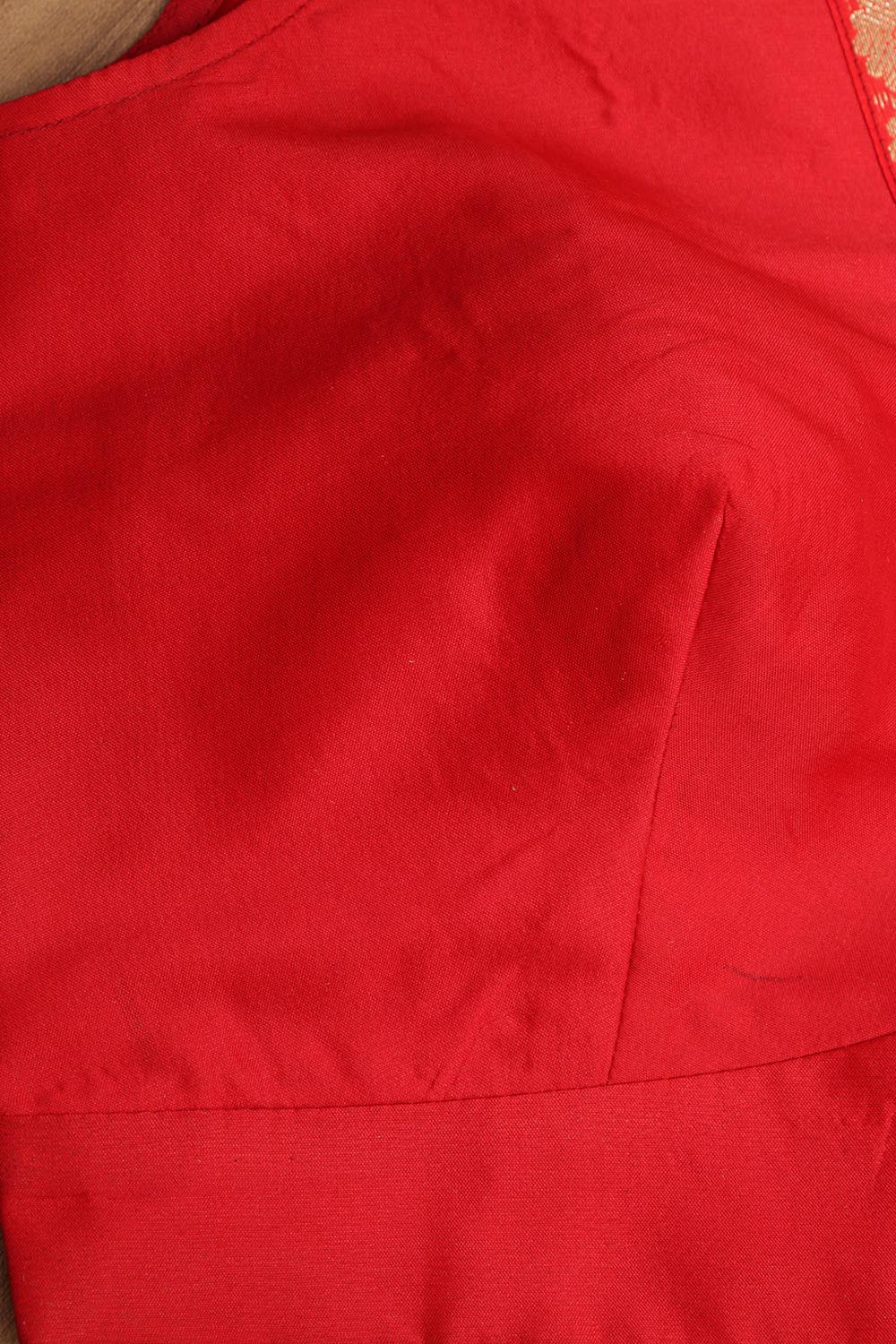 Red Silk Banarasi Border Non Padded Blouse - Luxurion World