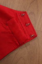 Red Silk Banarasi Border Non Padded Blouse - Luxurion World