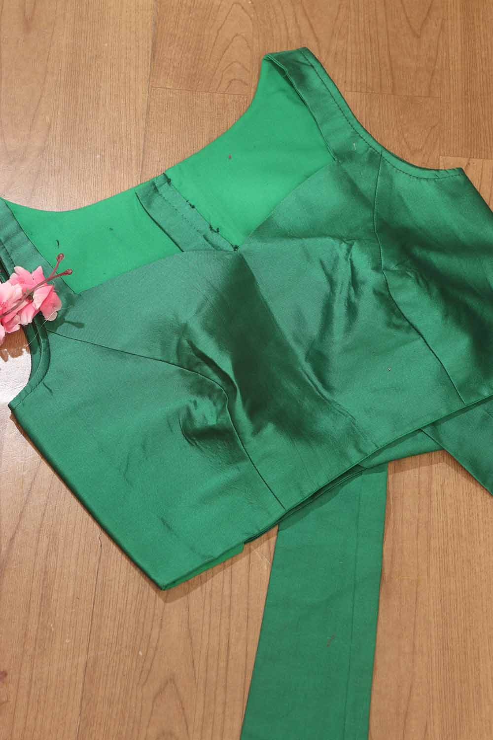 Green Silk Non Padded Blouse - Simple Elegance - Luxurion World