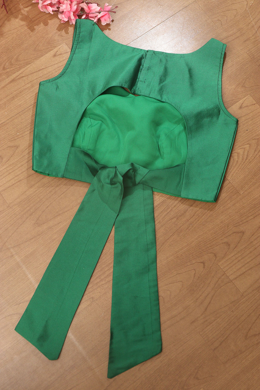 Green Silk Non Padded Blouse - Simple Elegance - Luxurion World