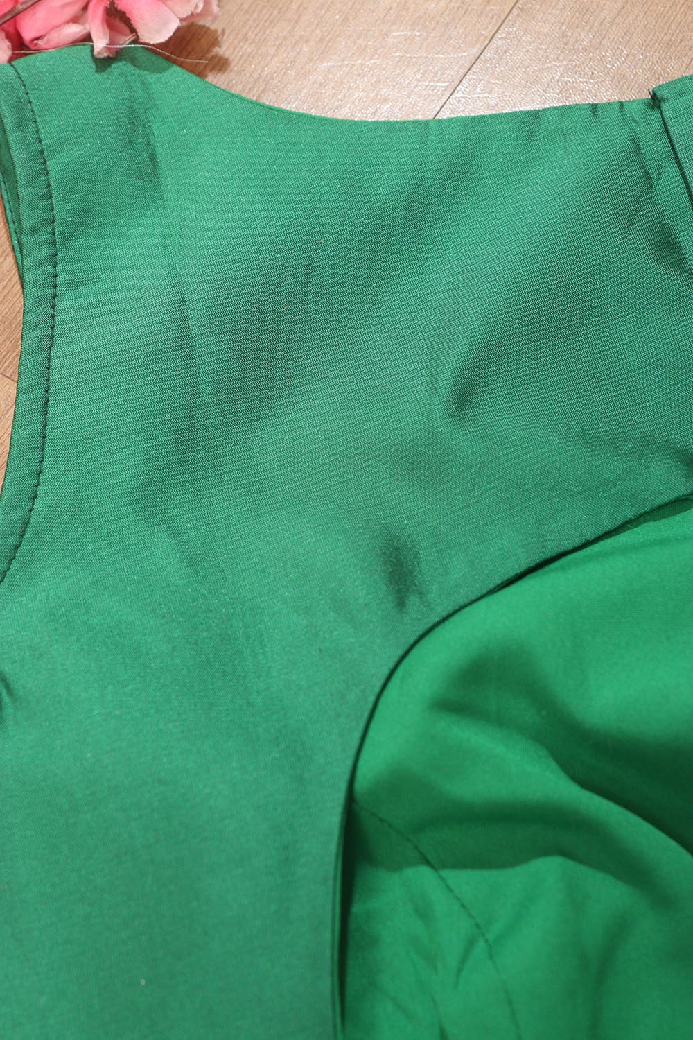 Green Silk Non Padded Blouse - Simple Elegance - Luxurion World