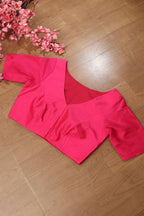 Pink Plain Silk Non Padded Blouse - Stylish and Soft - Luxurion World