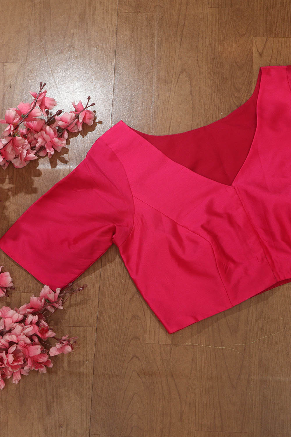 Pink Plain Silk Non Padded Blouse - Stylish and Soft - Luxurion World