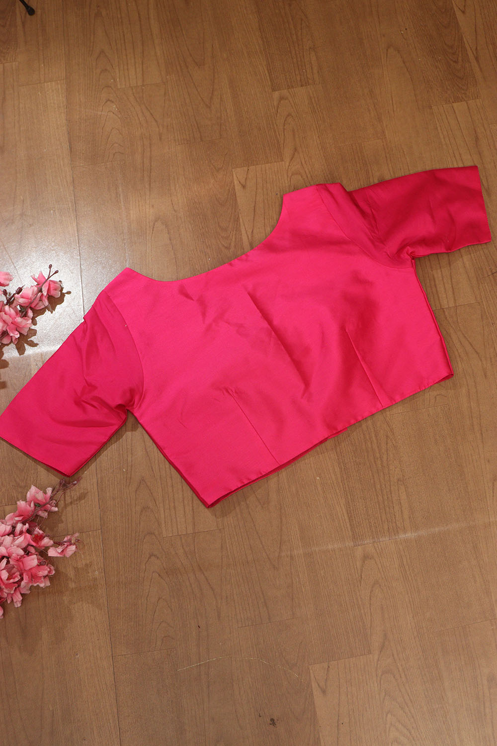 Pink Plain Silk Non Padded Blouse - Stylish and Soft - Luxurion World
