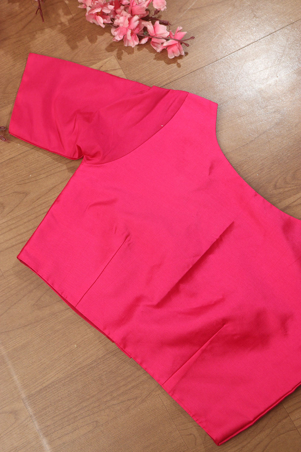 Pink Plain Silk Non Padded Blouse - Stylish and Soft - Luxurion World