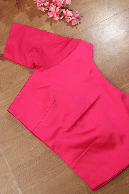 Pink Plain Silk Non Padded Blouse - Stylish and Soft - Luxurion World
