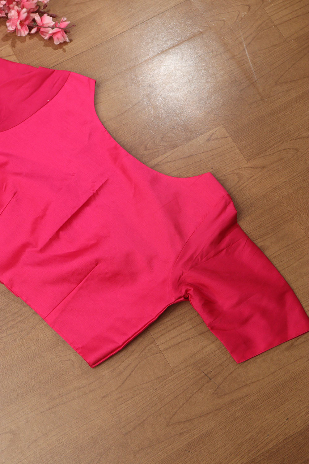 Pink Plain Silk Non Padded Blouse - Stylish and Soft - Luxurion World