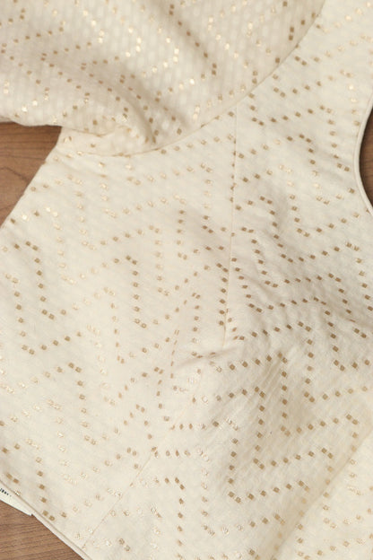 Elegant White Banarasi Pure Cotton Non Padded Blouse - Luxurion World