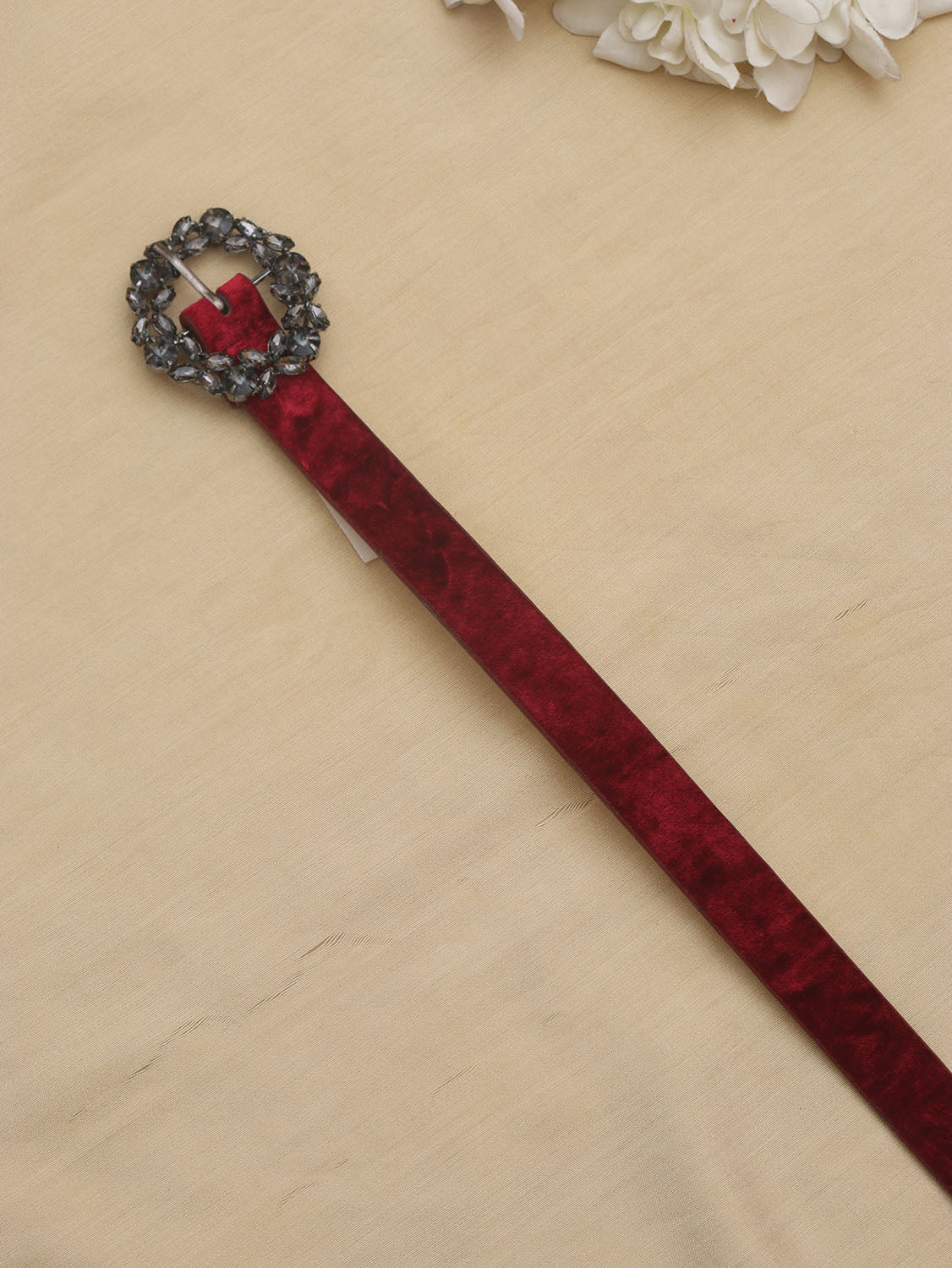 Red Rhinestone Velvet Buckle Belt: Elevate Your Style with Glamour - Luxurion World