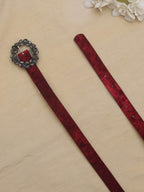 Red Rhinestone Velvet Buckle Belt: Elevate Your Style with Glamour - Luxurion World