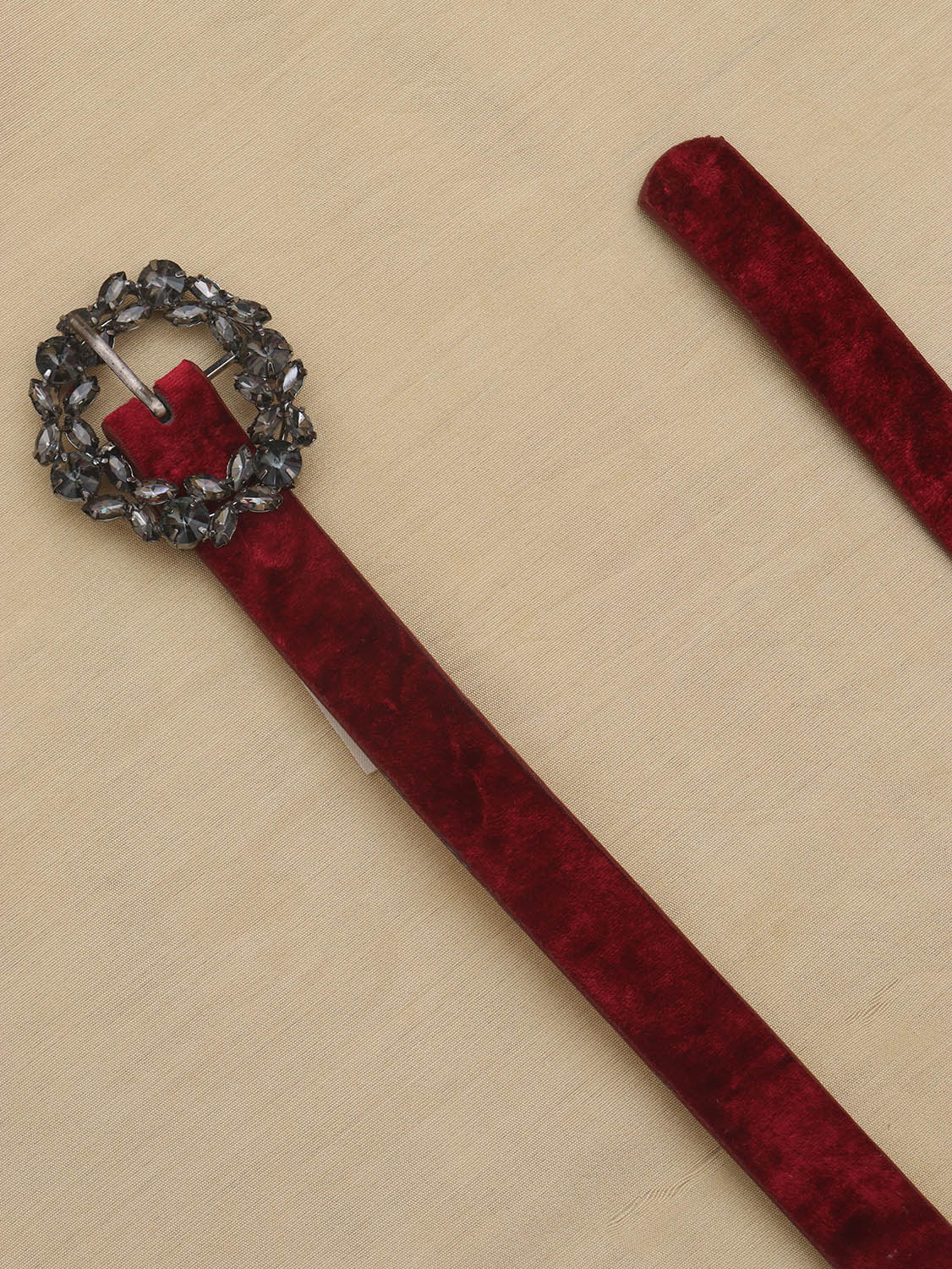 Red Rhinestone Velvet Buckle Belt: Elevate Your Style with Glamour - Luxurion World