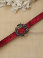 Red Rhinestone Velvet Buckle Belt: Elevate Your Style with Glamour - Luxurion World