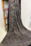 Black Ajrakh Block Printed Modal Silk Dupatta - Luxurion World