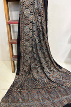 Black Ajrakh Block Printed Modal Silk Dupatta - Luxurion World