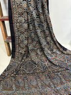 Black Ajrakh Block Printed Modal Silk Dupatta - Luxurion World