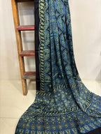 Blue Ajrakh Block Printed Modal Silk Dupatta - Luxurion World