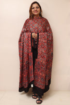 Red Ajrakh Block Printed Modal Silk Dupatta - Luxurion World