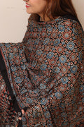 Black Ajrakh Block Printed Modal Silk Dupatta - Luxurion World