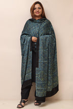 Blue Ajrakh Block Printed Modal Silk Dupatta - Luxurion World