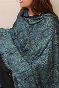 Blue Ajrakh Block Printed Modal Silk Dupatta - Luxurion World