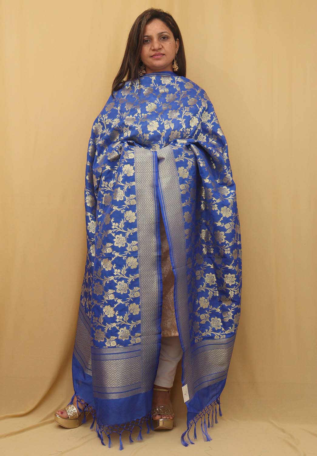 Stunning Blue Banarasi Silk Dupatta - Versatile and Elegant! - Luxurion World