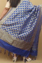 Stunning Blue Banarasi Silk Dupatta - Versatile and Elegant! - Luxurion World