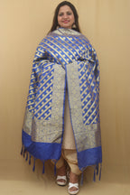 Stunning Blue Banarasi Silk Dupatta - Versatile and Elegant! - Luxurion World