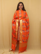 Stunning Orange Banarasi Silk Meenakari Dupatta - Festive Perfection - Luxurion World