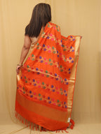 Stunning Orange Banarasi Silk Meenakari Dupatta - Festive Perfection - Luxurion World