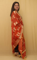 Stylish Orange Banarasi Cotton Silk Dupatta for Ethnic Charm - Luxurion World