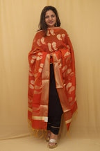 Stylish Orange Banarasi Cotton Silk Dupatta for Ethnic Charm - Luxurion World