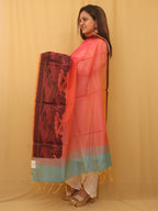 Stylish Pink Banarasi Cotton Silk Dupatta for Ethnic Look - Luxurion World