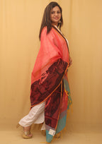Stylish Pink Banarasi Cotton Silk Dupatta for Ethnic Look - Luxurion World