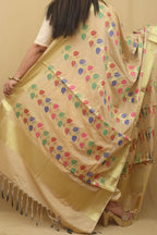 Ethnic Charm: Cream Banarasi Silk Meenakari Dupatta for Stunning Style - Luxurion World