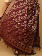 Maroon Banarasi Silk Dupatta - Luxurion World