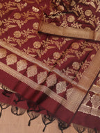 Maroon Banarasi Silk Dupatta - Luxurion World