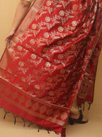 Red Banarasi Silk Dupatta - Luxurion World