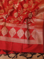 Red Banarasi Silk Dupatta - Luxurion World