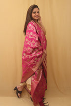 Pink Banarasi Silk Dupatta - Luxurion World