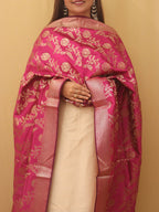 Pink Banarasi Silk Dupatta - Luxurion World