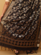 Black Banarasi Silk Dupatta - Luxurion World