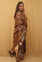 Brown Banarasi Silk Dupatta - Luxurion World
