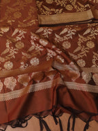 Brown Banarasi Silk Dupatta - Luxurion World