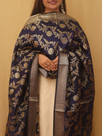 Blue Banarasi Silk Dupatta - Luxurion World