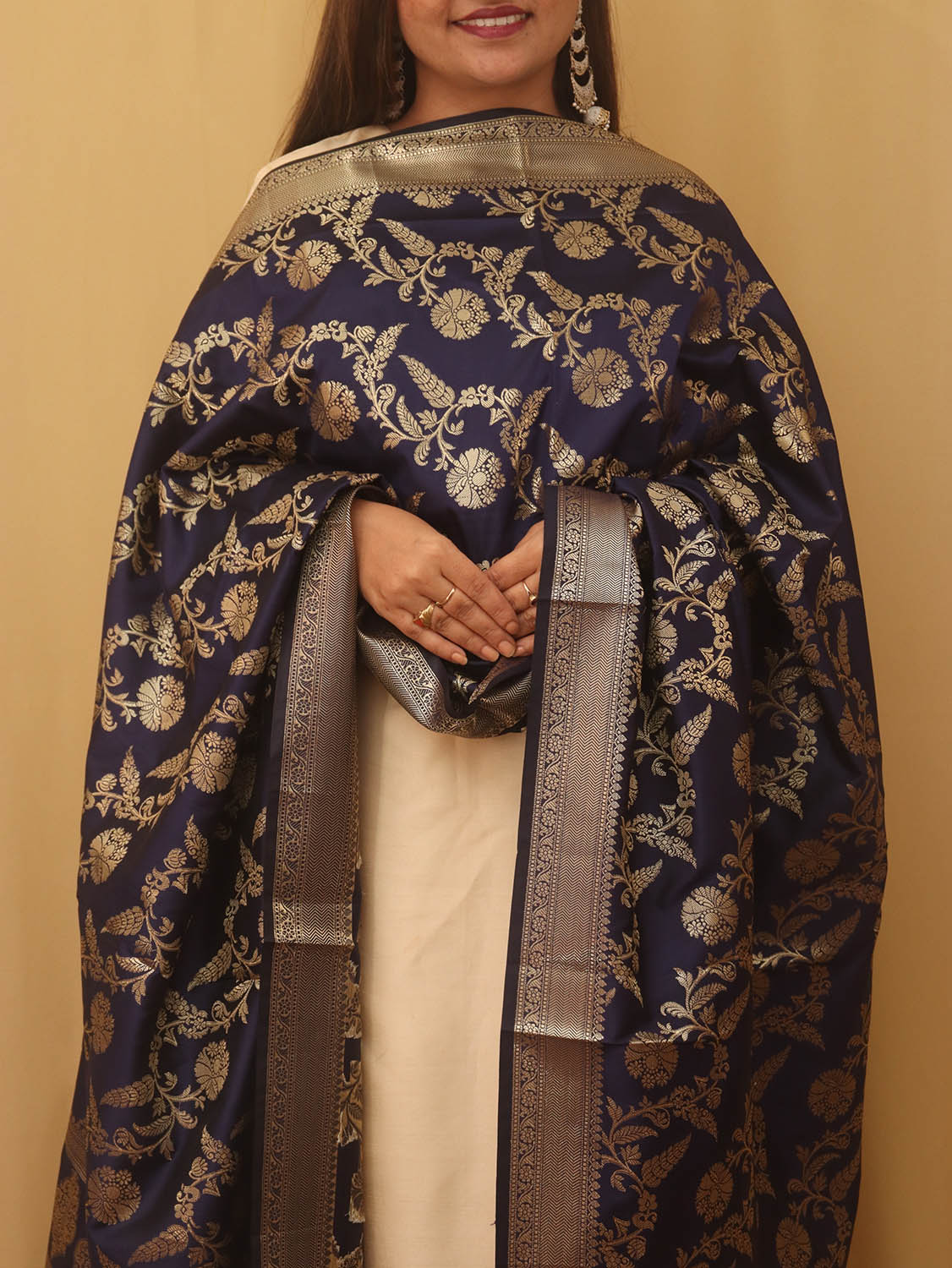 Blue Banarasi Silk Dupatta - Luxurion World